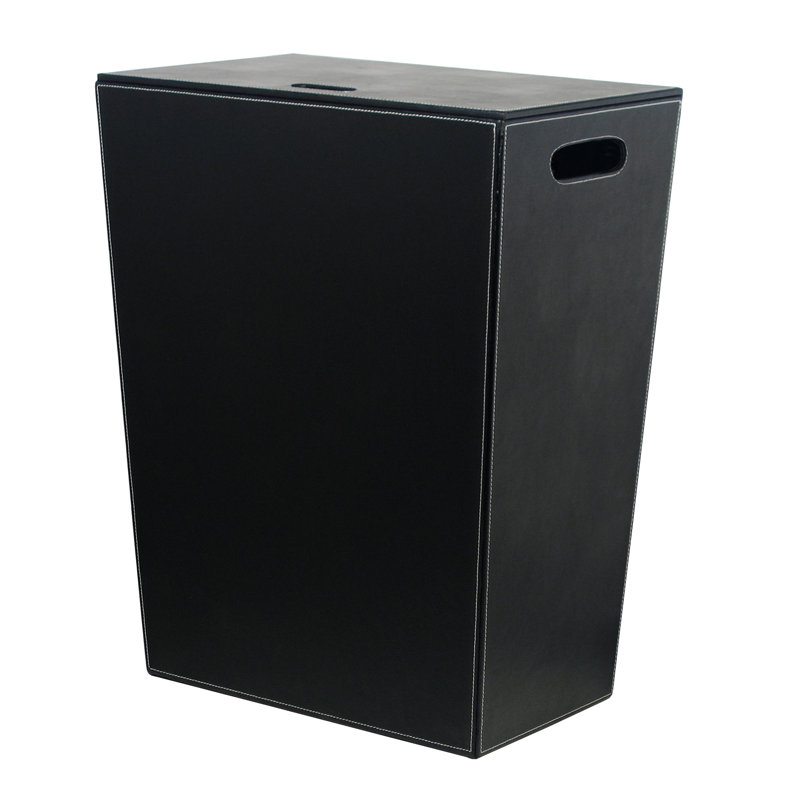 Complements Wood Laundry Hamper with Handles, Black