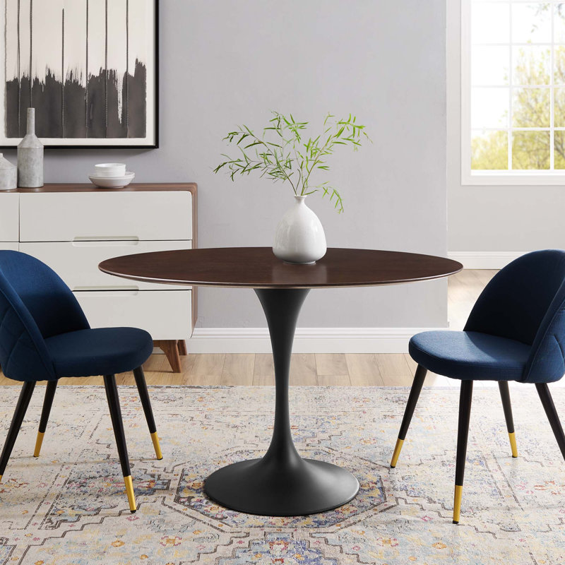 Table de salle à manger Silver Orchid Fein, H 28,5 po x l 27,5 po x L 48 po, Cerisier, Noir