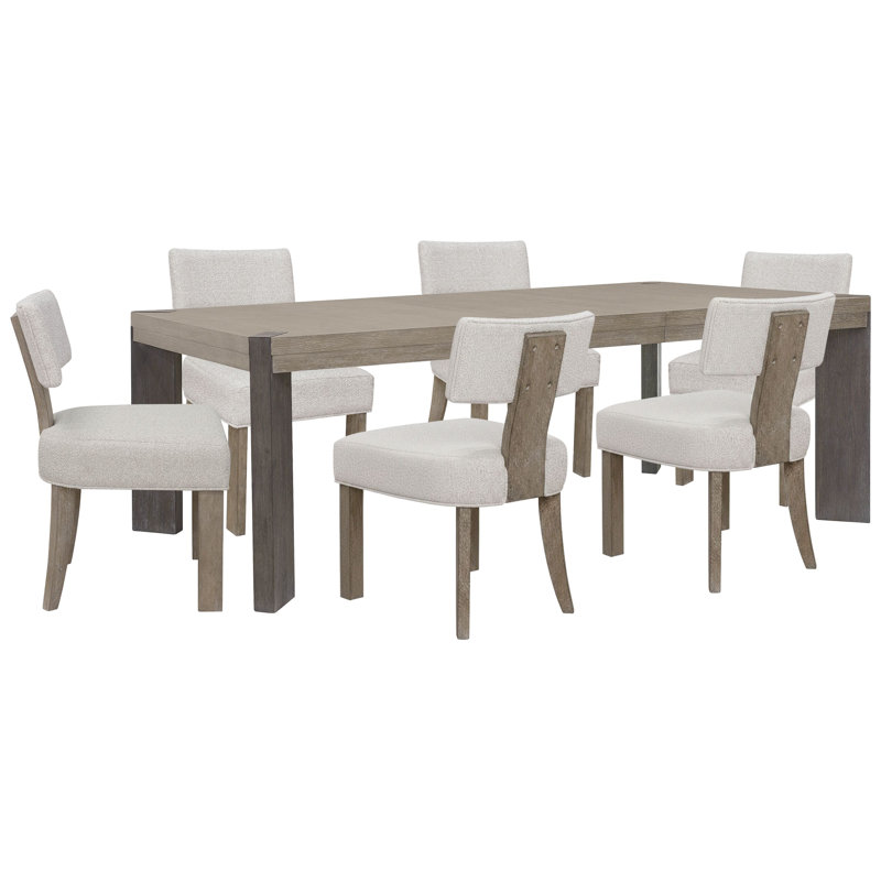 Table de salle à manger à pieds Inzillo avec 6 chaises de salle à manger Klismos, 7 pièces: table, 6 chaises