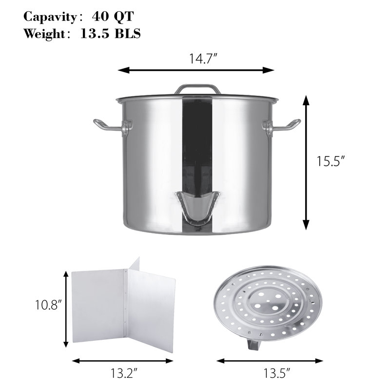 40-Quart Stainless Steel Steamer Pot with Basket Insert