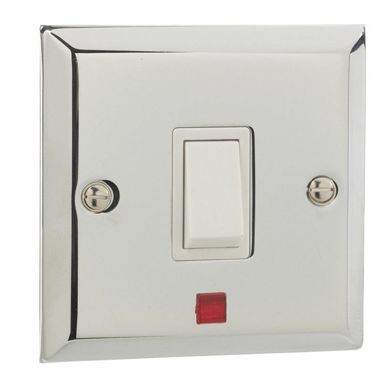 Chrome Single Toggle Light Switch with Neon Light, 4