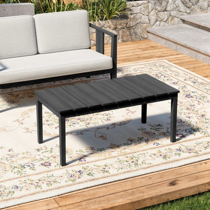 Solid Wood Teak Outdoor Coffee Table, Black
