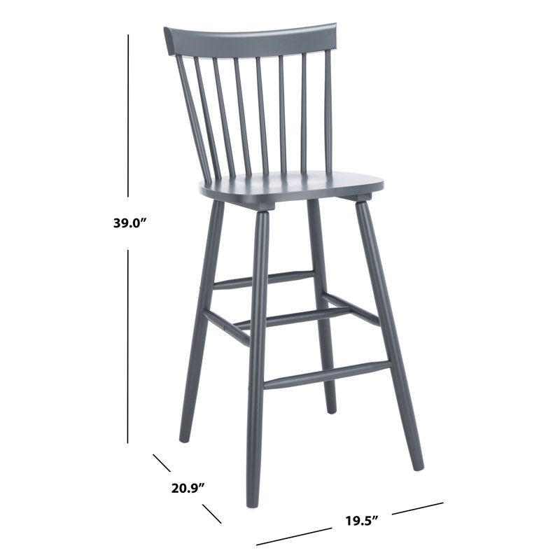 Tabouret de bar et de comptoir en bois massif Stacee, Gris, Tabouret de comptoir (siège d'une hauteur de 24 p