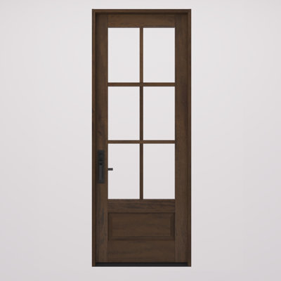 G7506-SW-96 | 96" Single Door, RTA Prehung Exterior, SDL 6 Lite, 3/4 Lite, 1 Panel, Unfinished Mahogany Wood