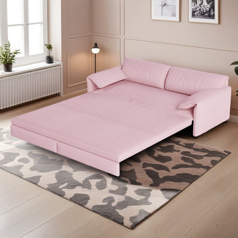 Grand canapé-lit de 66 po avec couchette convertible en velours 3 en 1 avec rangement, causeuse multifonctionnelle pour le salon, la chambre à coucher et le bureau