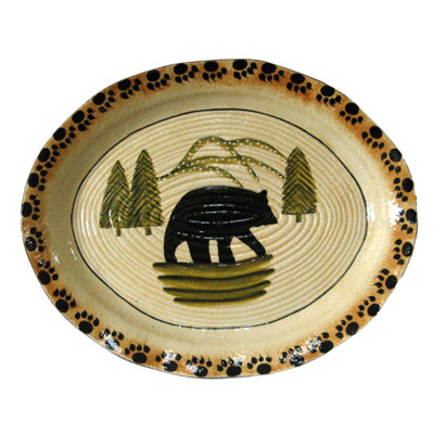 Rustic Bear Ceramic Rustic Lodge Bear 1 Piece Serving Platter
