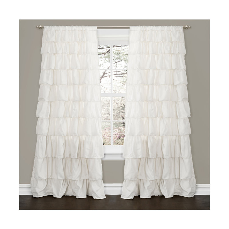 Panneau de rideau semi-transparent de style bohème, l 52" x L 84", Blanc