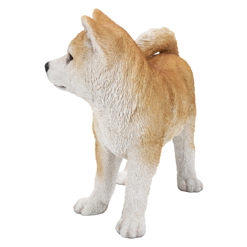 Realistic Polyresin Akita Dog Standing Garden Statue