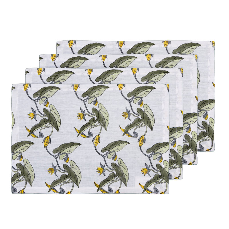 Leaves on a Vine Table Placemat 14x20 Inch, Sage green