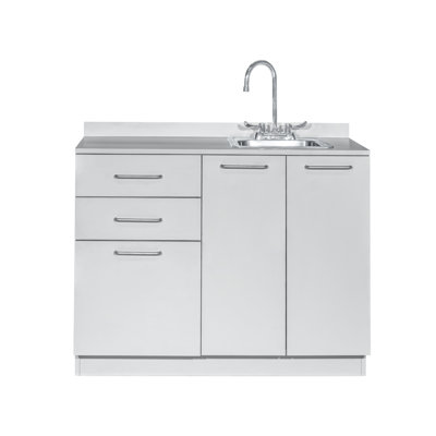 36.75'' H x 42" W Exam Room Storage Cabinet with Right Sink, 2-Door With 2 Adjustable Shelves and 3 drawers