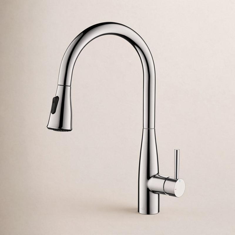Bari-T Pull Down Single Handle Kitchen Faucet with Accessories, Chrome
