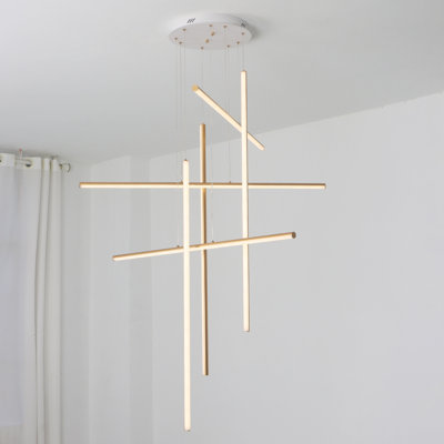 Jancar 6-Light Modern Sputnik Chandelier Stairs Hallway Hanging Pendant Remote Dimmable
