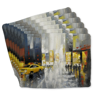 Rainy Busy Street Braided Polyester Boltwood Set of 6 | Home Decor