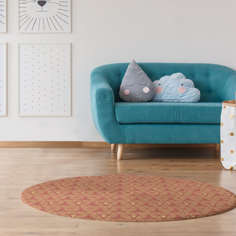 Chenille Geometric Indoor Rug, Round 5'