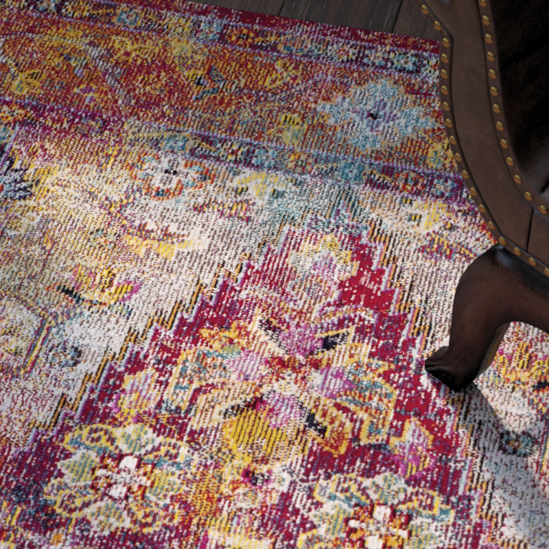 Tapis bleu clair / fuchsia Myia, Rectangle 3 pi x 5 pi