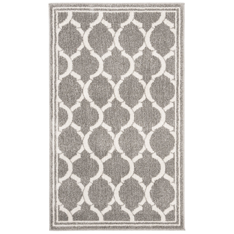Tapis géométrique gris foncé / beige Ammundsen, Rectangle 3 pi x 5 pi