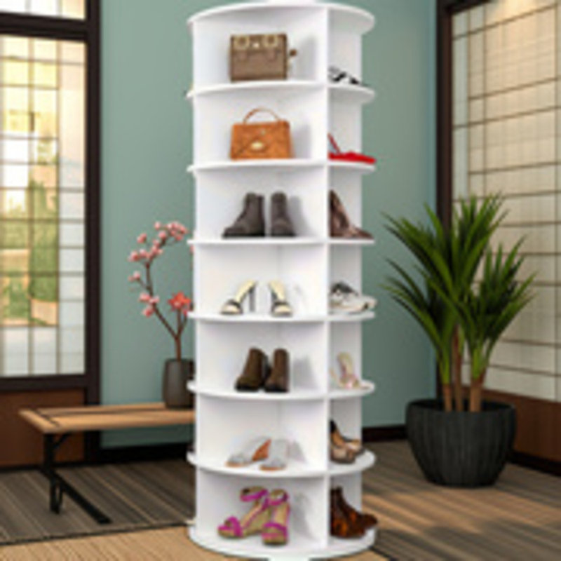 Étagère à chaussures à 7 niveaux rotative à 360 °, rangement multi-couches, peu encombrante, robuste, idéale pour l'organisation de chaussures et d'accessoires