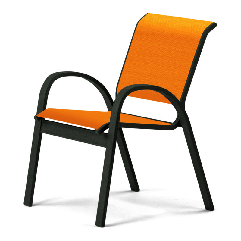 Aruba 1 Outdoor Dining Armchair, Textured Desert, Canvas Tangerine Sunbrella® Canvas