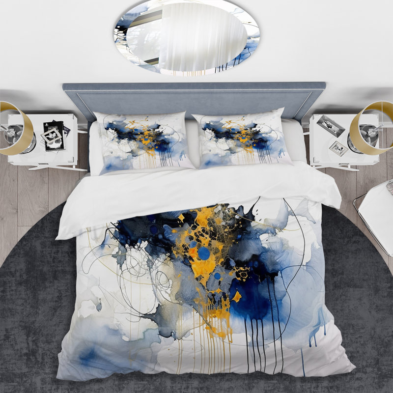 Ensemble de housse de couette en microfibre / polyester foncé foncé et doré