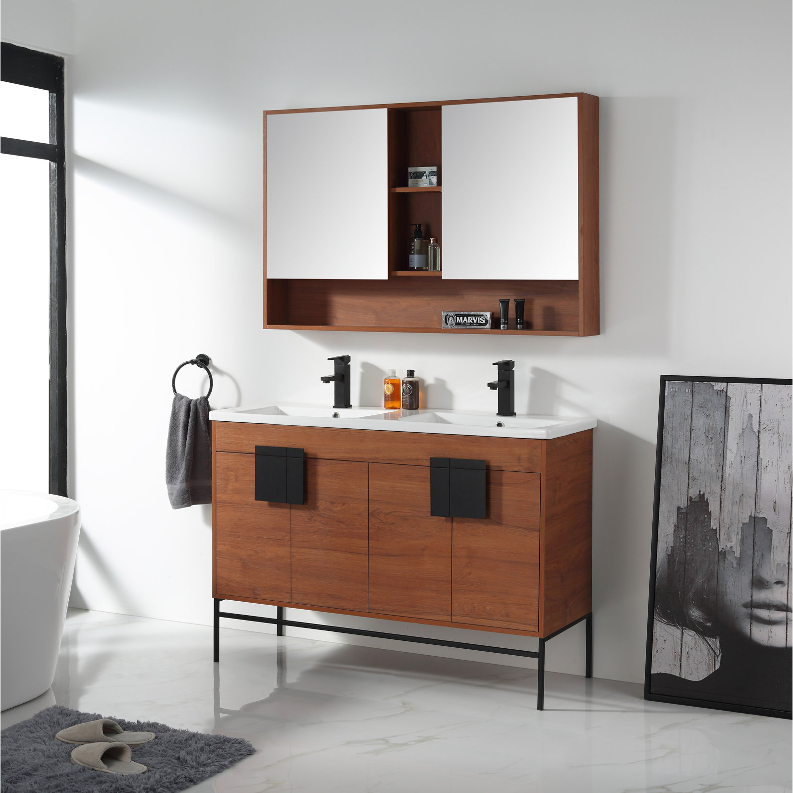 Maisie Surface Double Medicine Cabinet, Walnut