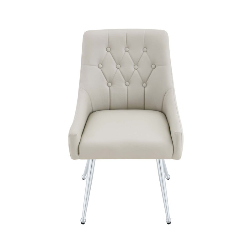 Chaise de salle à manger rembourrée en cuir moderne avec dossier capitonné à losanges - confortable et élégante pour la salle à manger, le bureau et le café (ensemble de 2)