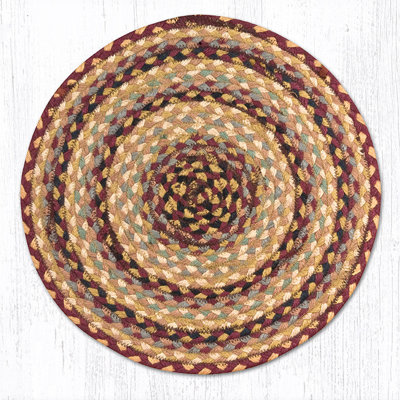  Burgundy/Gray/Cream Jute Chair Pad 15.5" H