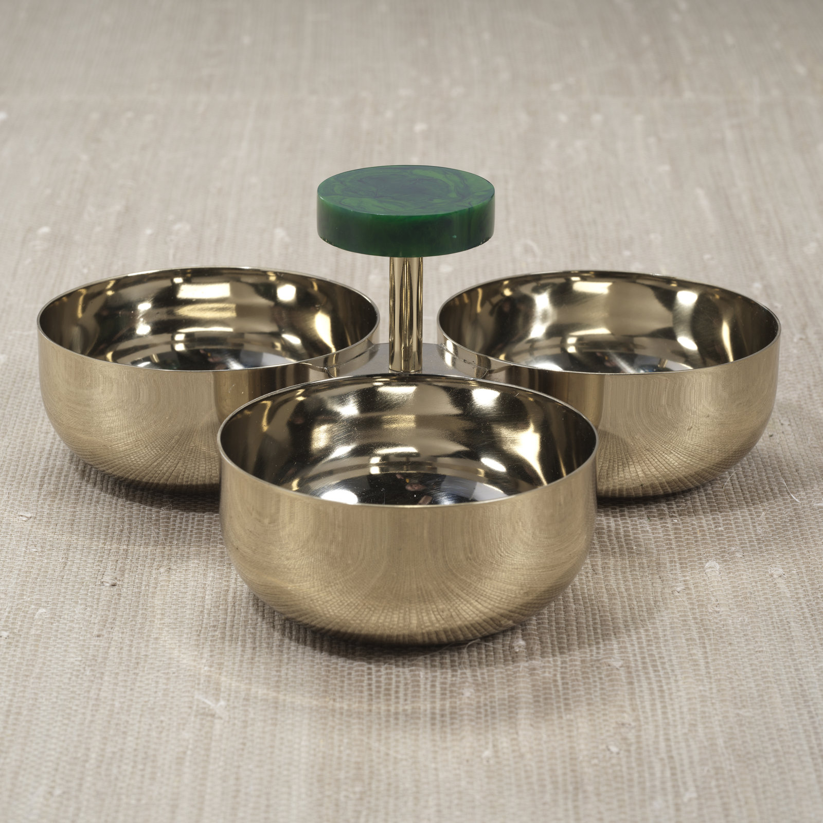 Gomez Stainless Steel Condiment Set, Gold w/ Green Accent