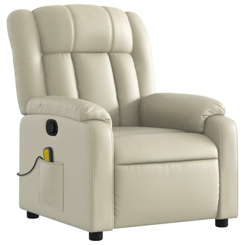 vidaXL Massage Recliner Chair, Adjustable, Manual, Cream Faux Leather