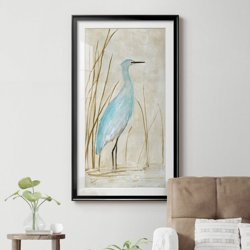 «Soft Egret I», reproduction d'art graphique sur papier, H 14,5 po x l 26,5 po x P 1,5 po, Papier noir
