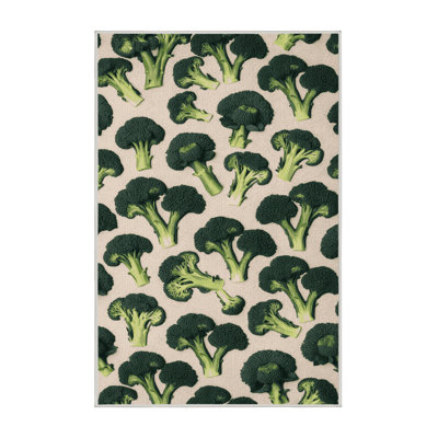 Washable Broccoli Flowers Vegetables Area Rug