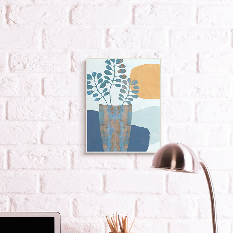 Vase d'eucalyptus occidental, soleil orange par Flora Kouta - impression, Plaque murale, H 19 po x l 13 po