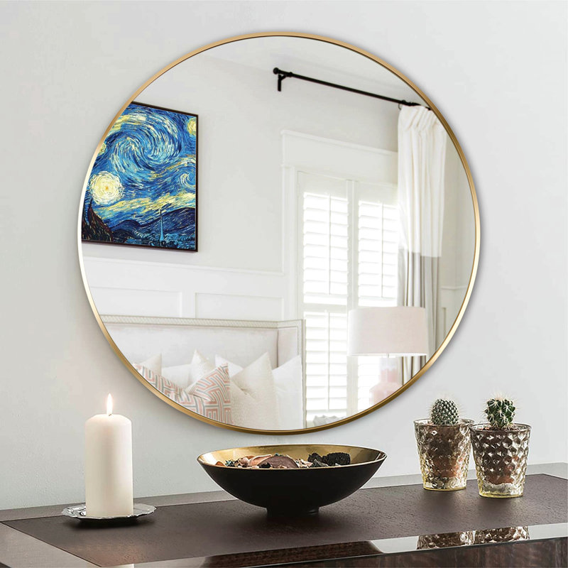 Miroir de salle de bain 24 po, Doré, 24 po x 24 po
