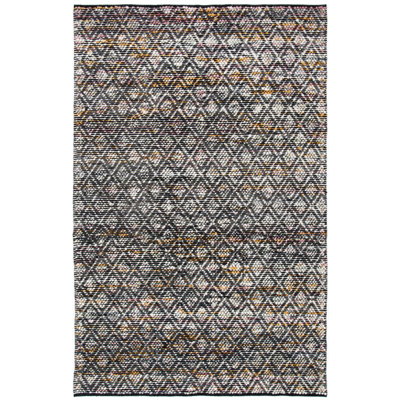 Natura Hand Woven Wool/Cotton Geometric Rug in Yellow/Black/Ivory, Rectangle 5' x 8'