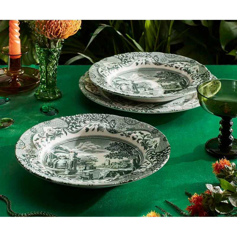 Heritage Green Italian 9" Soup Plates, Set of 4