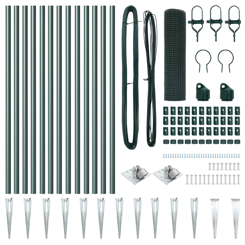 PVC Fence Post Set Set Of 2 PVC, Metal, Green, 50cm H x 2500cm W