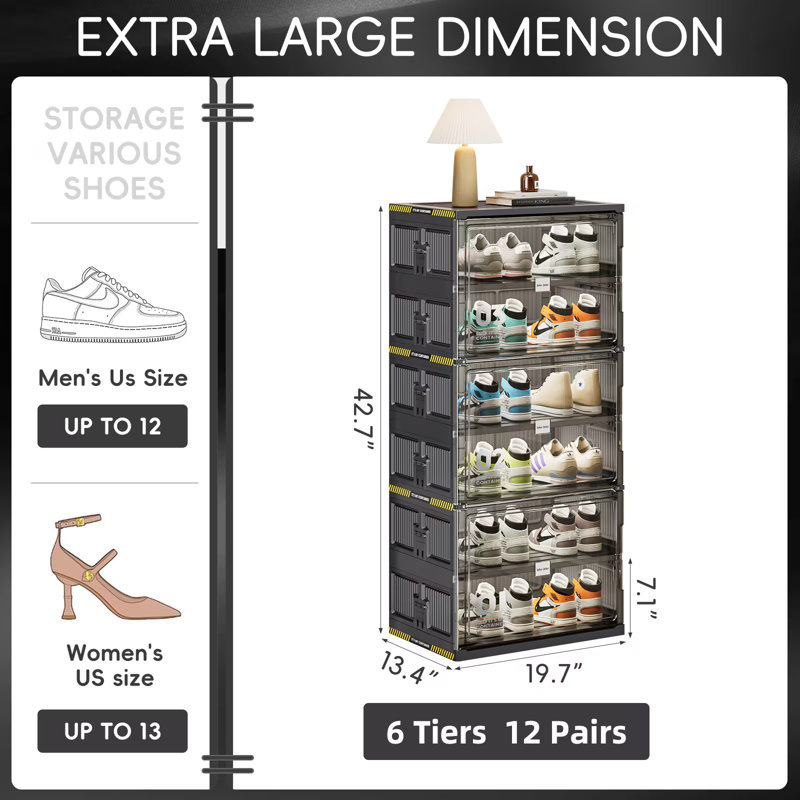 6-Tier Foldable Shoe Rack For Closet Entryway