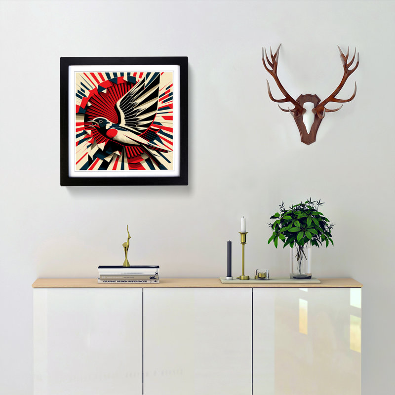 Swallow Constructivism - Framed Print, Black
