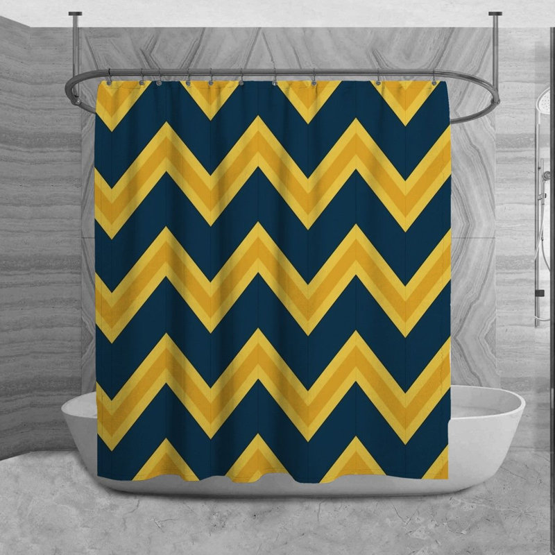 Chevron Shower Curtain Modern Bathroom Decor Blue, L 70 po x H 73 po