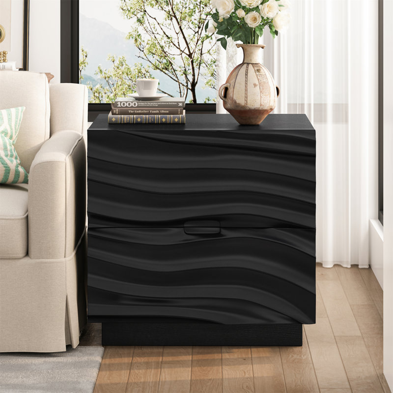 Tables de chevet en bois massif, Noir