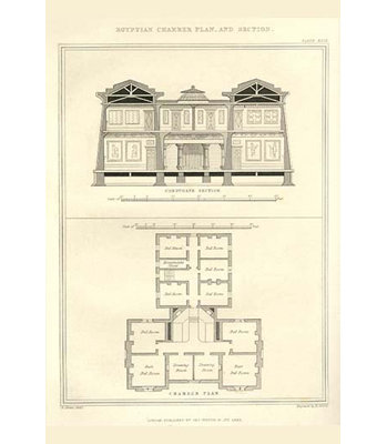Impression d’art graphique, "egyptian interior plan" par richard brown