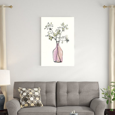 Aquarelle de plantes dans un vase - peinture sur toile tendue