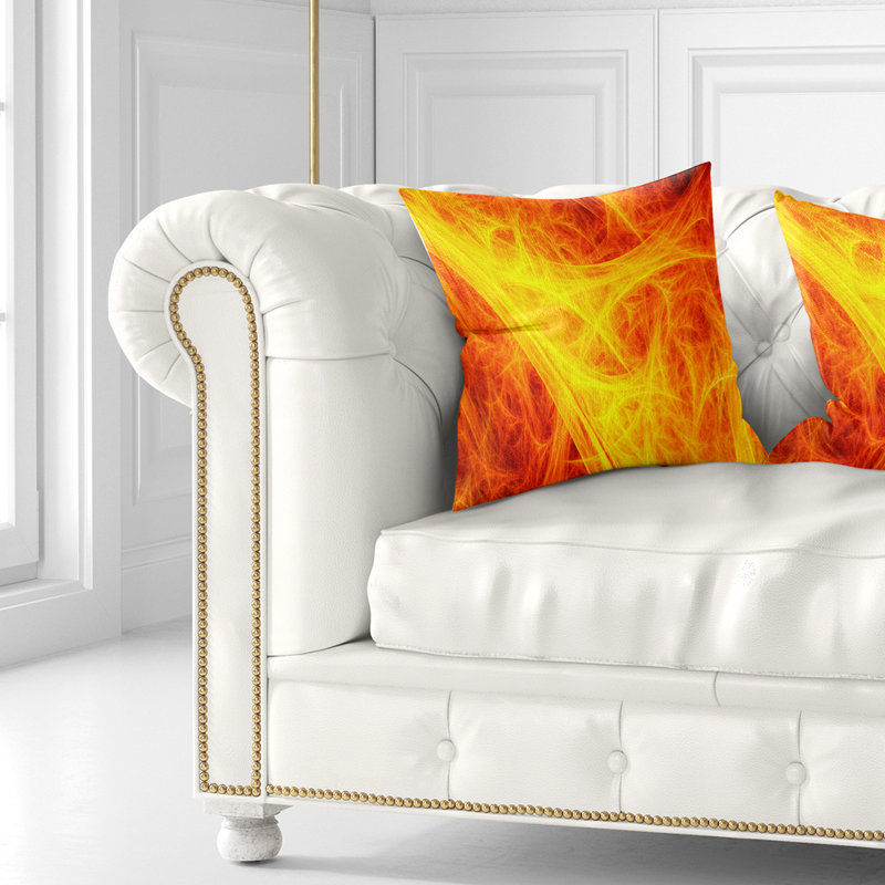 Orange, mystique, texture psychédélique - coussin abstrait imprimé, 16 po x 1 po, Coussin décoratif