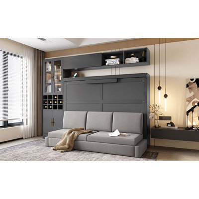 Murphy Bed Wall Bed with Sofa,Shelves USB & Light