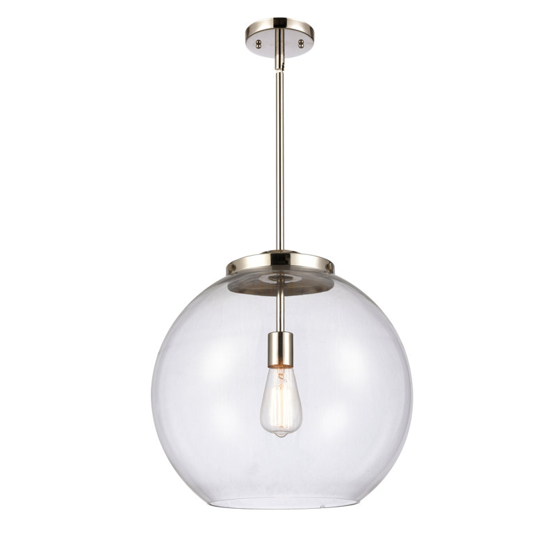 Luminaire sphère suspendu à 1 lumière Ralph, Nickel poli