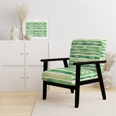 Chaise rembourrée rayée - vert et blanc