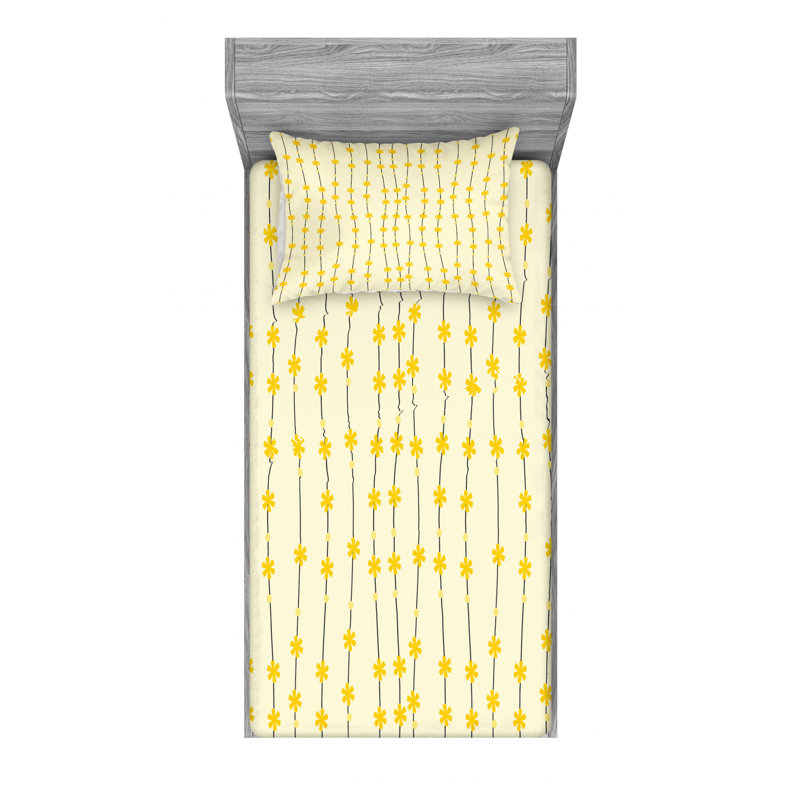 Microfiber Floral Sheet Set, Twin Sheet Set with Fitted Sheet