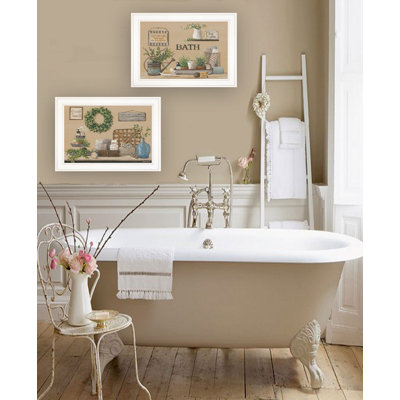 "Bath Time" 2-Piece Vignette By Pam Britton, Ready to Hang Framed Print