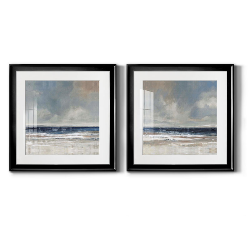 Embellished Distant Land I - Ensemble de 2 reproductions d'art encadrées, H 17,5 po x l 35 po, Toile encadrée, Noir