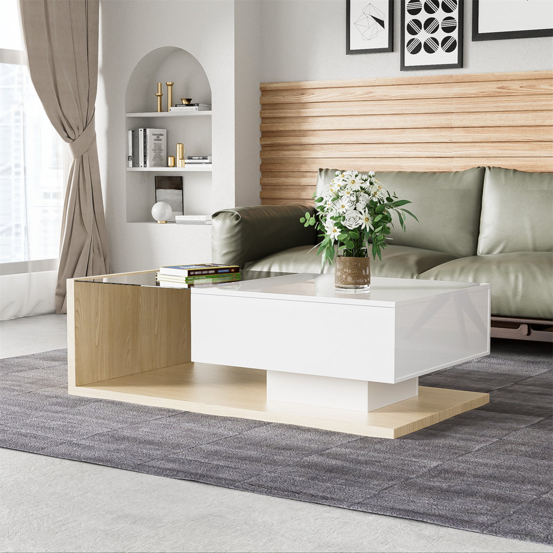 High-Gloss Coffee Table With Glass And LED Features