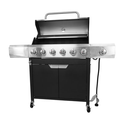 Barbecue au gaz en acier inoxydable avec brûleur latéral et couvercle pour barbecue en plein air et barbecue pour le camping, camping